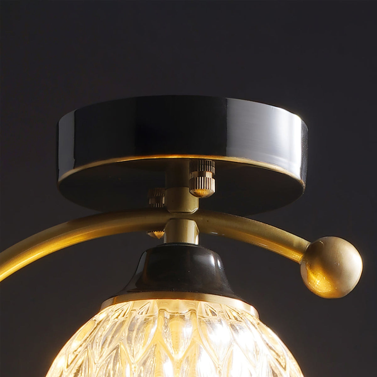 Bird and Textured Glass Semi-Flush Ceiling Light