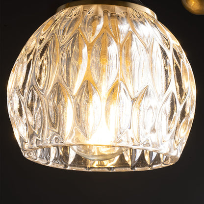 Bird and Textured Glass Semi-Flush Ceiling Light