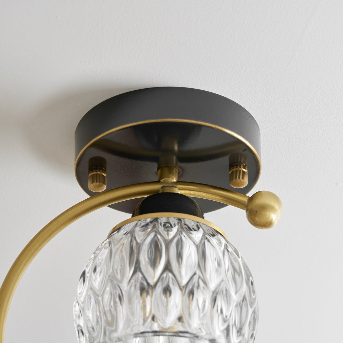 Bird and Textured Glass Semi-Flush Ceiling Light