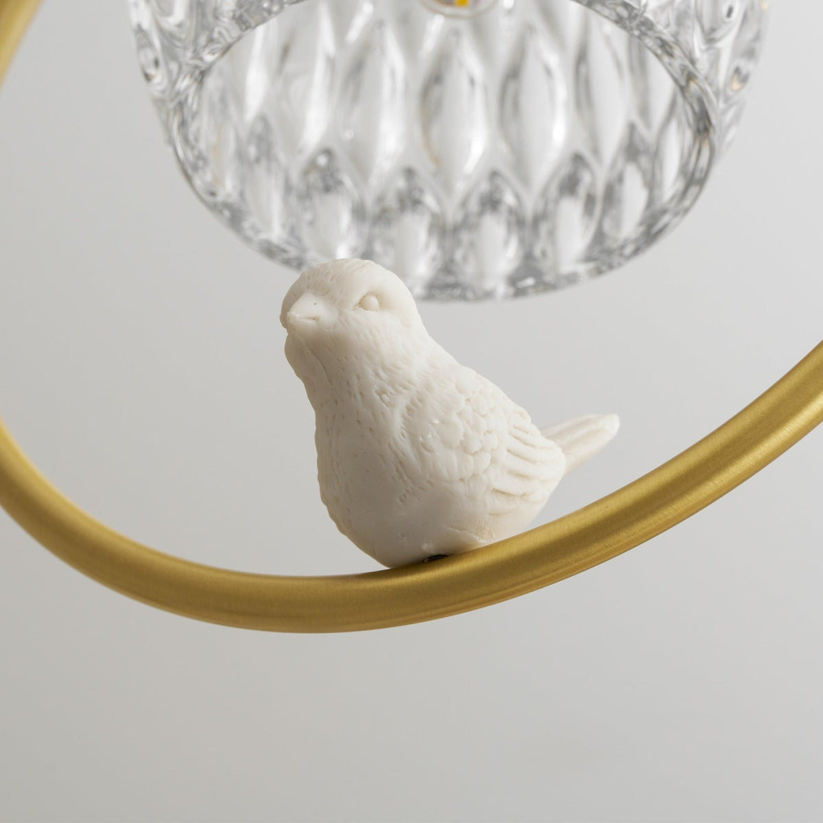 Bird and Textured Glass Semi-Flush Ceiling Light