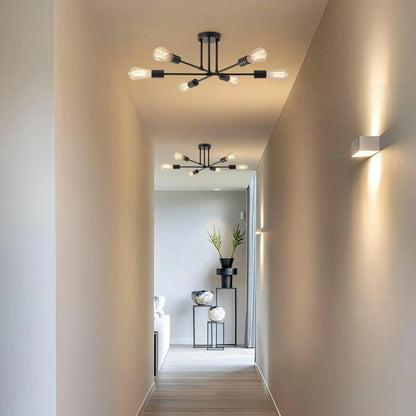 Black 6-Light Semi-Flush Ceiling Light