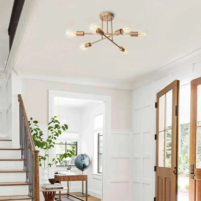 Black 6-Light Semi-Flush Ceiling Light