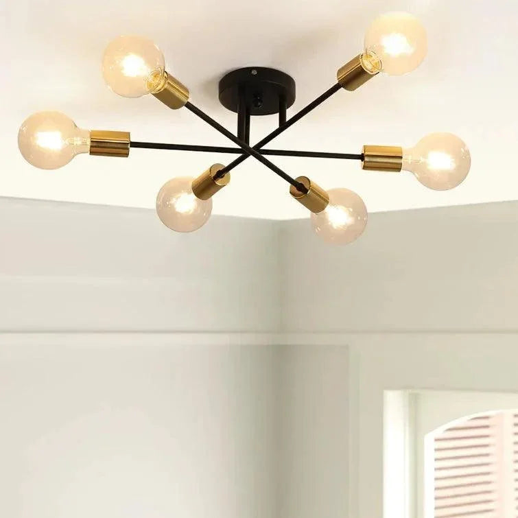 Black 6-Light Semi-Flush Ceiling Light