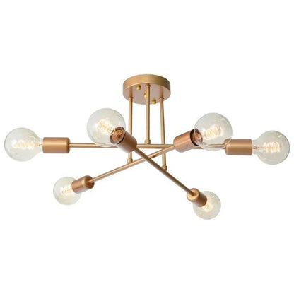 Black 6-Light Semi-Flush Ceiling Light
