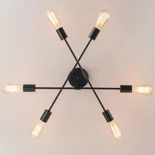 Black 6-Light Semi-Flush Ceiling Light