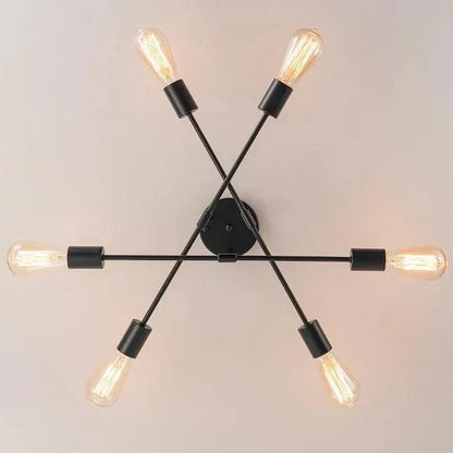 Black 6-Light Semi-Flush Ceiling Light