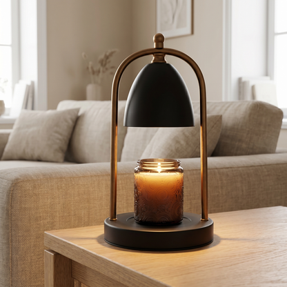Black body and gold rod candle warmer lamp