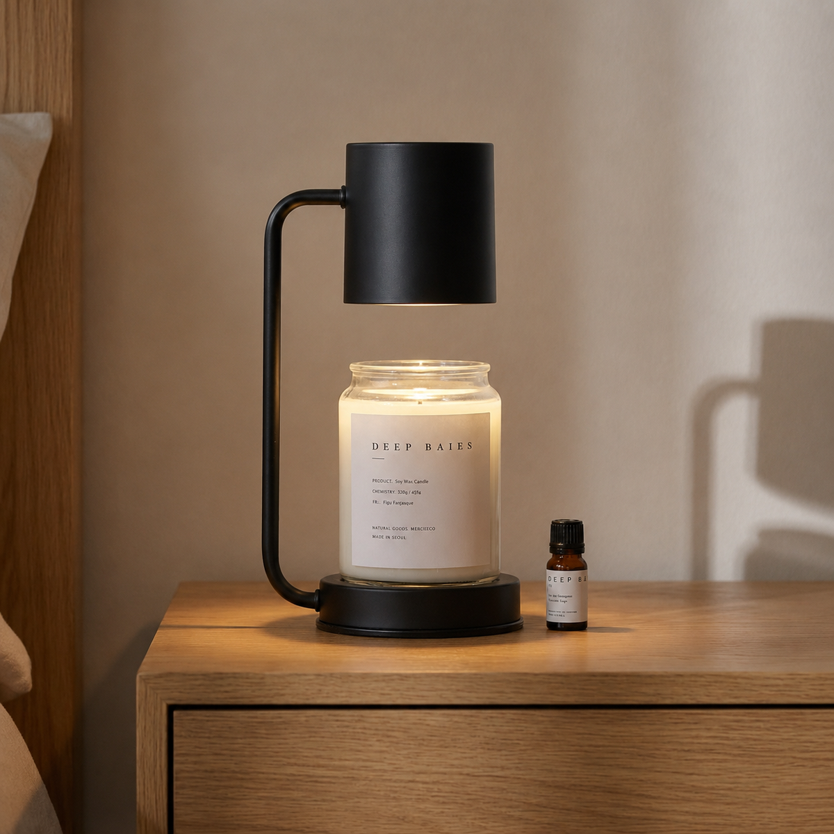 Black dimmable candle warmer lamp
