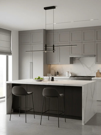 Black linear pendant light with integrated LED