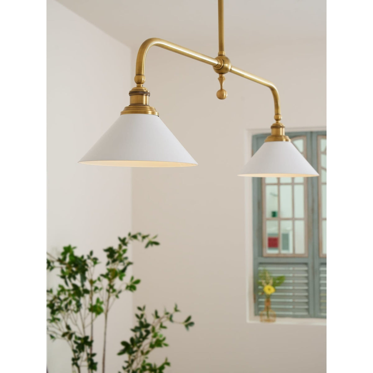 Ceramic pendant shades with brass fittings