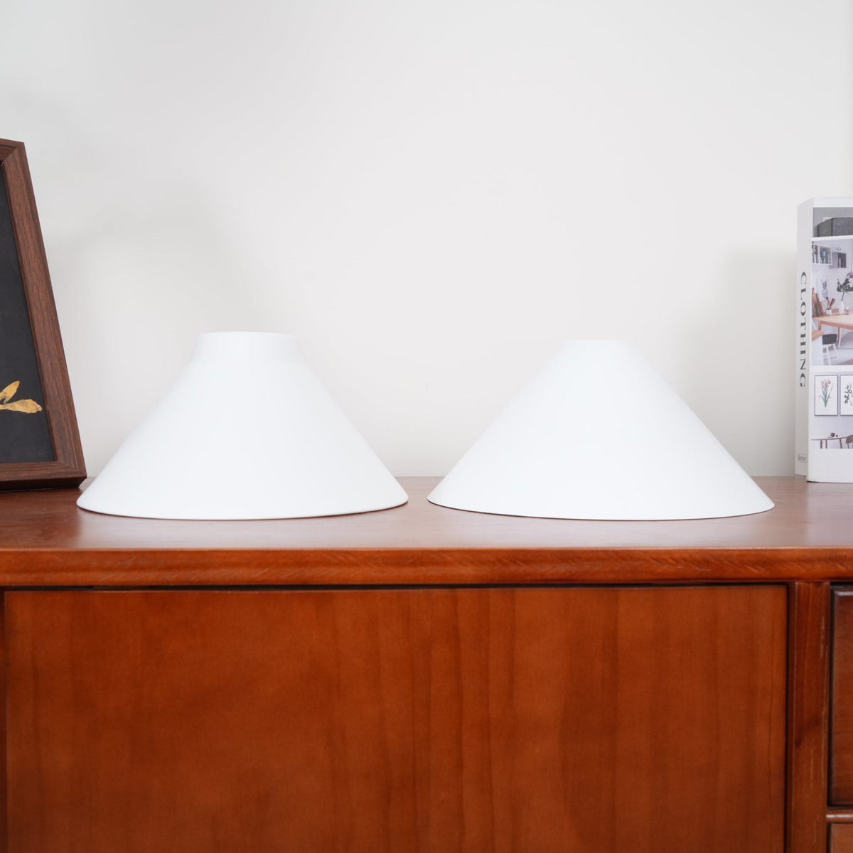 Cone-shaped white ceramic pendant shades