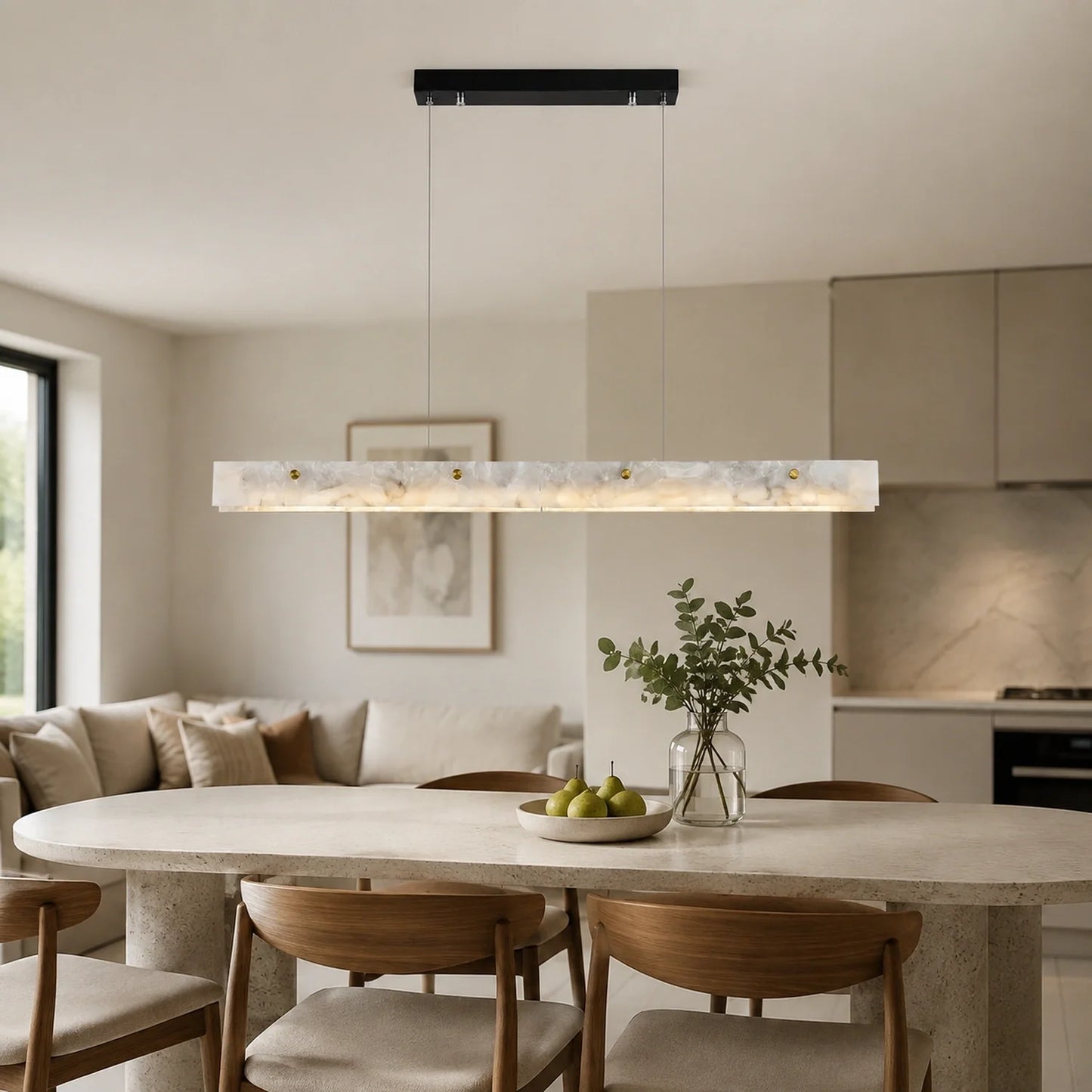 Natural Marble Linear Pendant Light