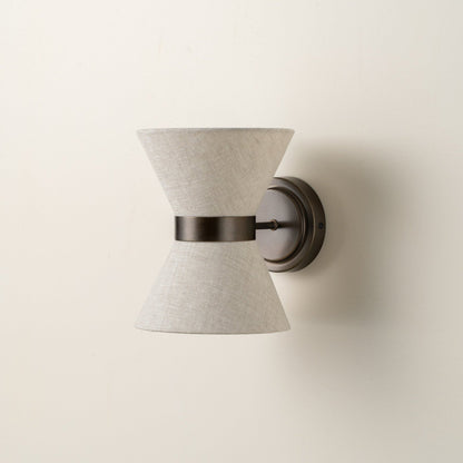 Unlit bronze and linen wall light