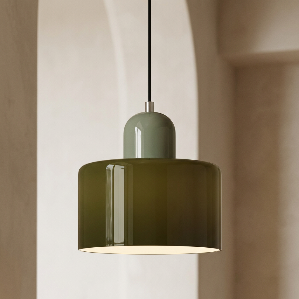 Calla ceramic pendant light in Green and Green