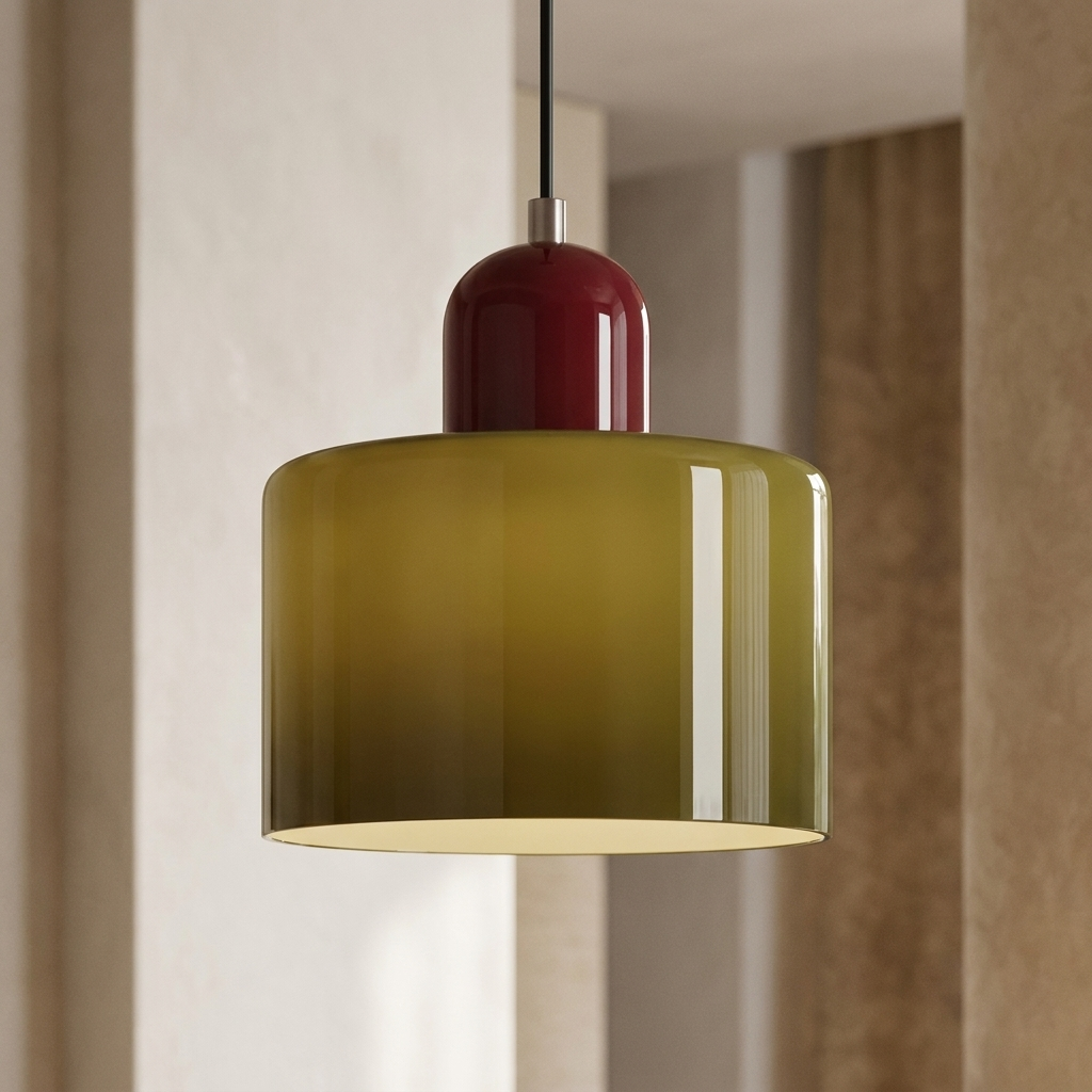 Calla ceramic pendant light in Green and Red