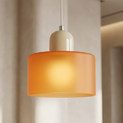 Calla ceramic pendant light in Orange and White