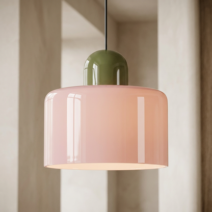 Calla ceramic pendant light in Pink and Green