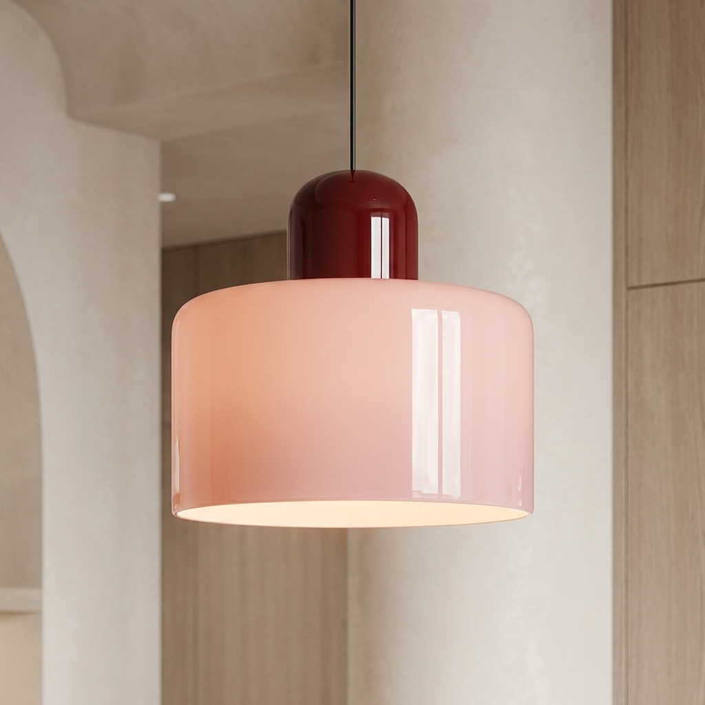 Calla ceramic pendant light in Pink and Red