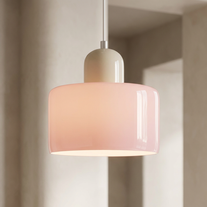Calla ceramic pendant light in Pink and White