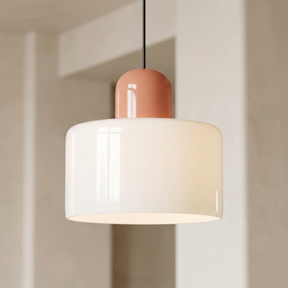 Calla ceramic pendant light in White and Pink