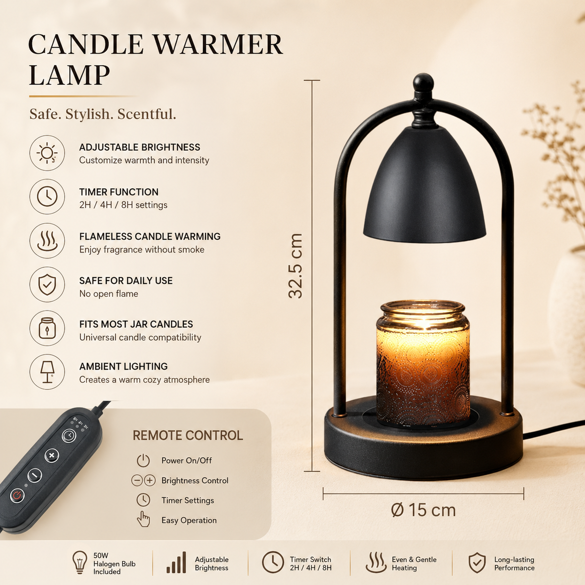 Candle warmer lamp with timer switch