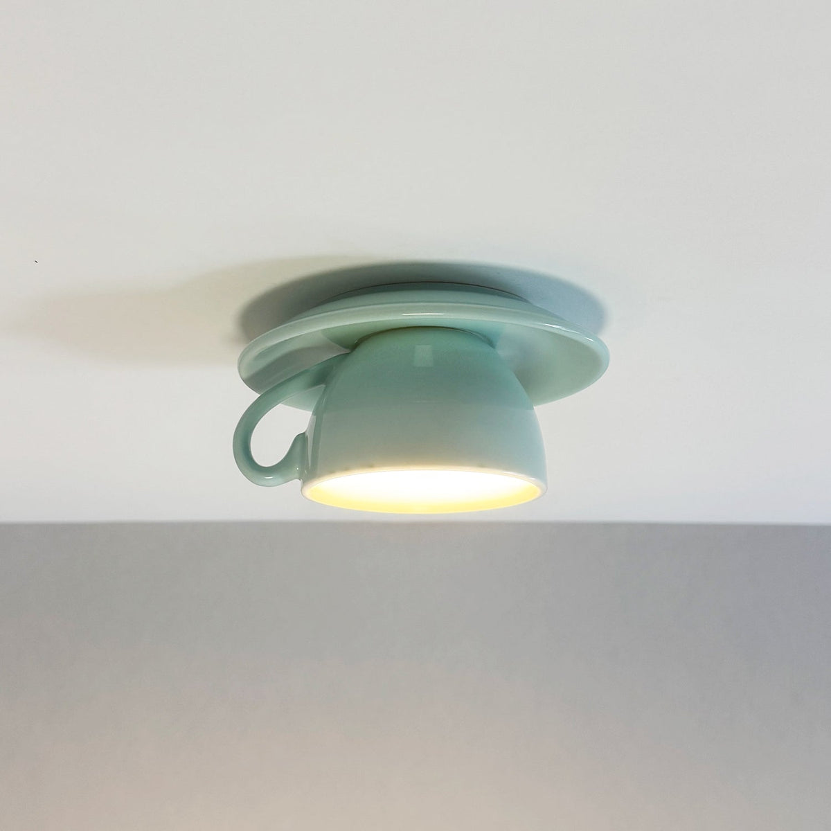 Ceramic Cup and Saucer Semi-Flush Ceiling Light