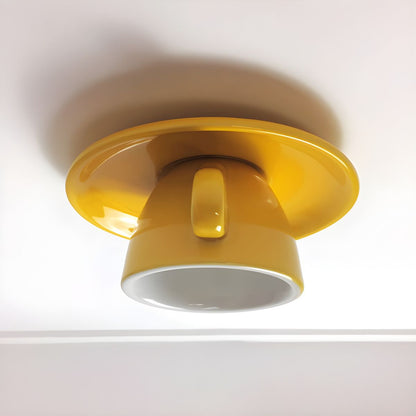 Ceramic Cup and Saucer Semi-Flush Ceiling Light