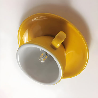 Ceramic Cup and Saucer Semi-Flush Ceiling Light