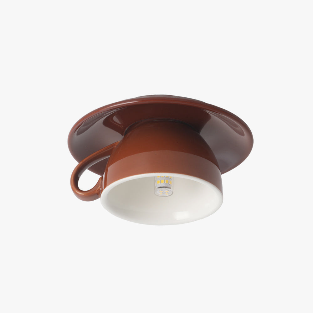 Ceramic Cup and Saucer Semi-Flush Ceiling Light