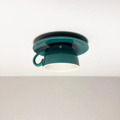 Ceramic Cup and Saucer Semi-Flush Ceiling Light