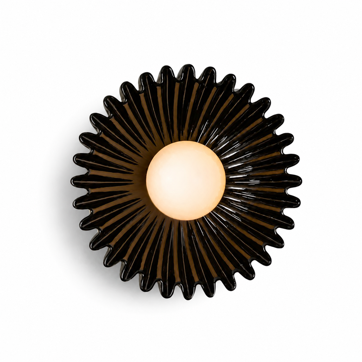 Black ceramic flower wall sconce