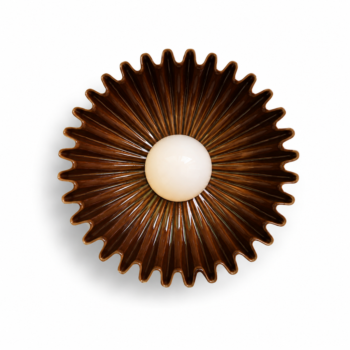 Brown ceramic flower wall sconce