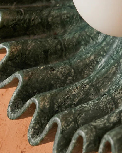 Close-up of pleated ceramic flower texture