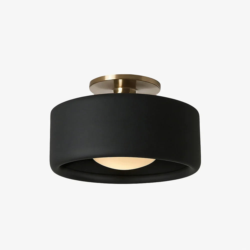 Black ceramic flush mount ceiling light, Ø11 in
