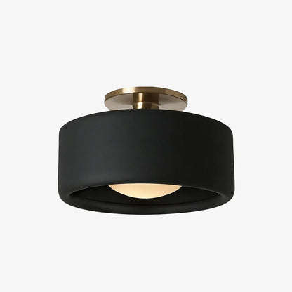 Black ceramic flush mount ceiling light, Ø11 in