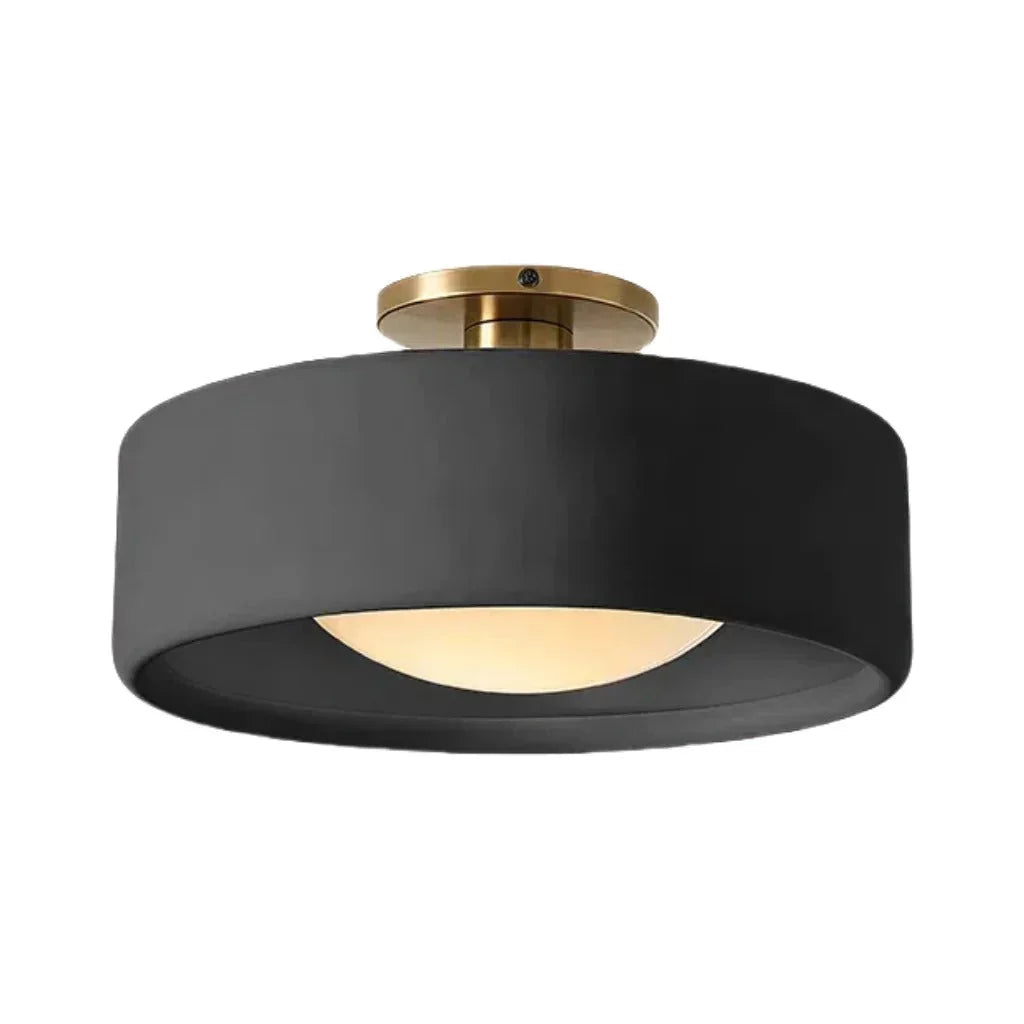 Black ceramic flush mount ceiling light, Ø14 in