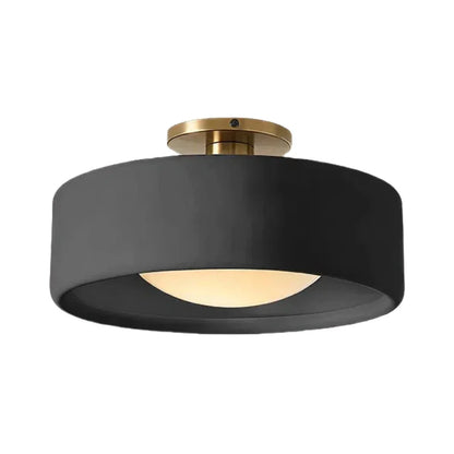 Black ceramic flush mount ceiling light, Ø14 in