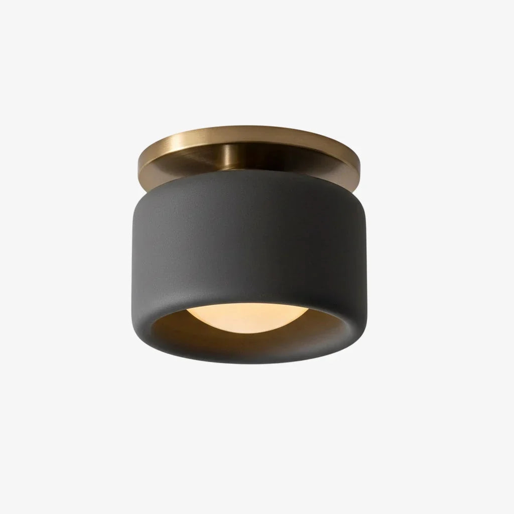 Black ceramic flush mount ceiling light, Ø5 in