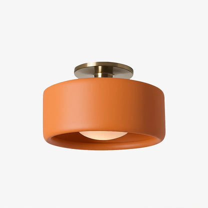 Orange ceramic flush mount ceiling light, Ø11 in