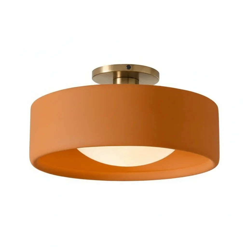Orange ceramic flush mount ceiling light, Ø14 in
