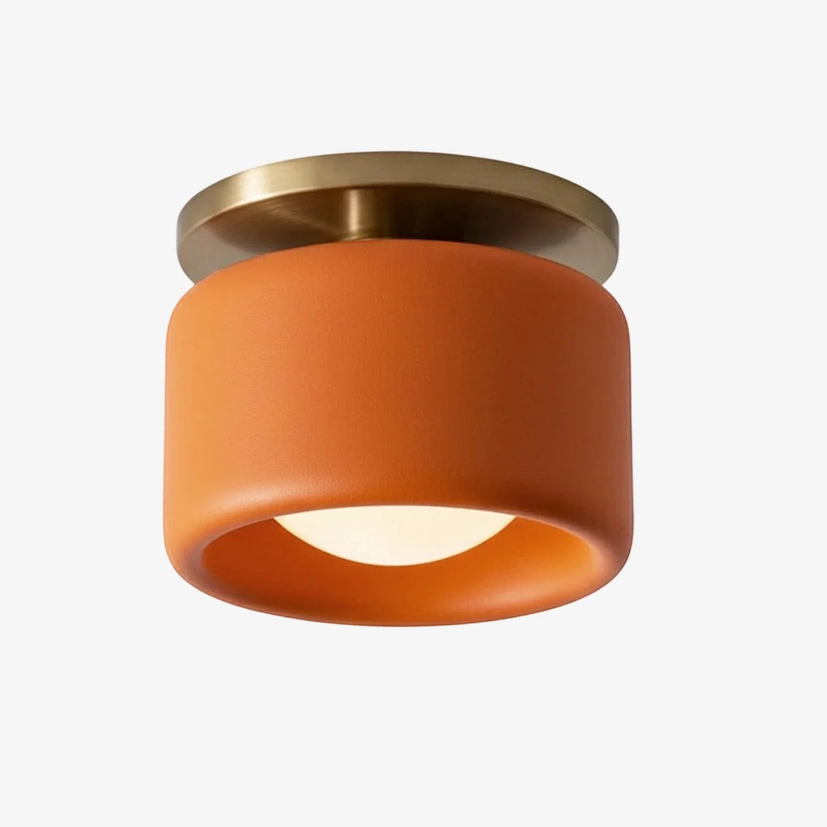 Orange ceramic flush mount ceiling light, Ø5 in