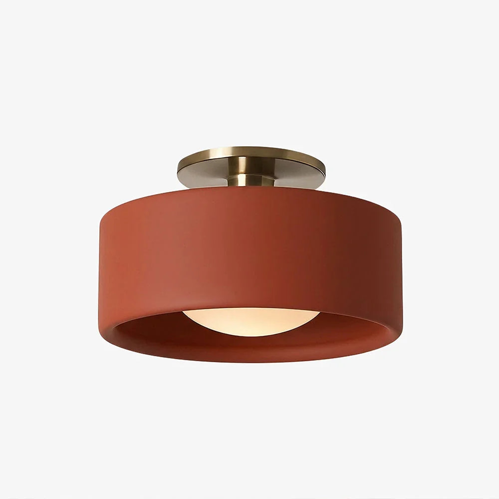 Red ceramic flush mount ceiling light, Ø11 in