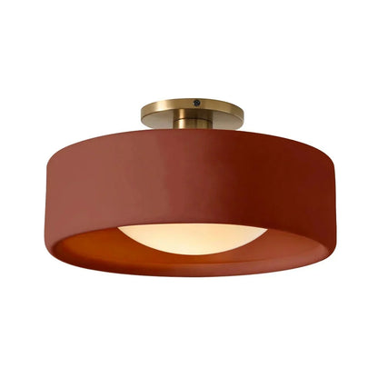 Red ceramic flush mount ceiling light, Ø14 in