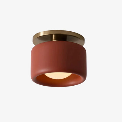 Red ceramic flush mount ceiling light, Ø5 in