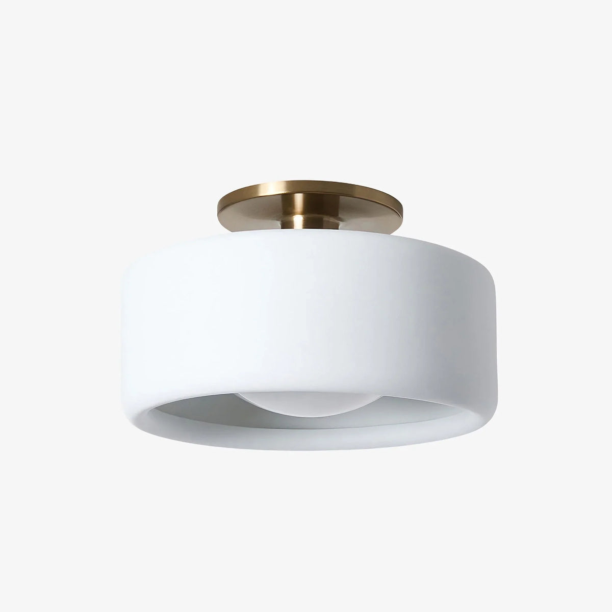 White ceramic flush mount ceiling light, Ø11 in