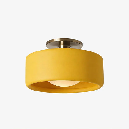 Yellow ceramic flush mount ceiling light, Ø11 in