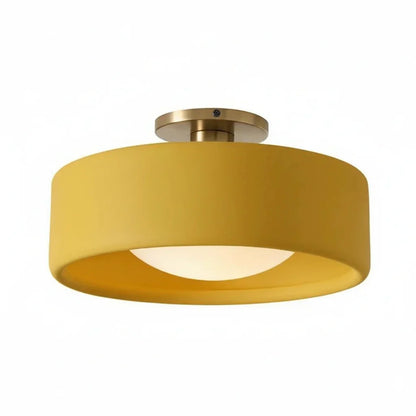 Yellow ceramic flush mount ceiling light, Ø14 in