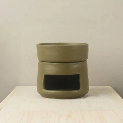 Olive ceramic tea light burner