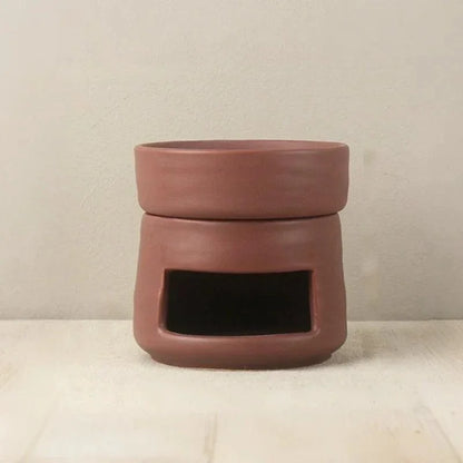 Burgundy ceramic tea light burner