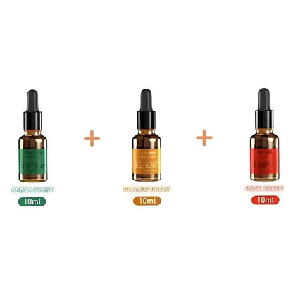 Three fragrance oil bottles
